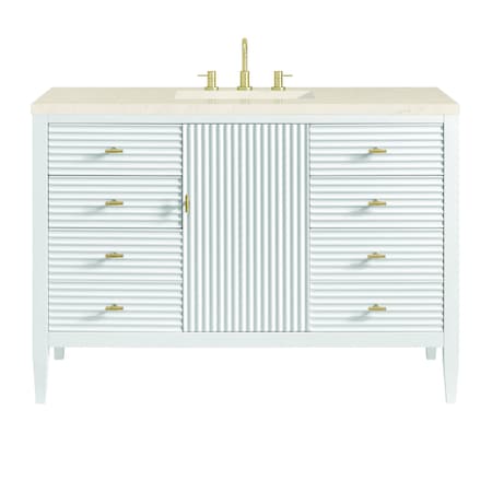 James Martin Vanities 48'' Vanity, Bright White w/ 3 CM Eternal Marfil Quartz Top 485-V48-BW-3EMR